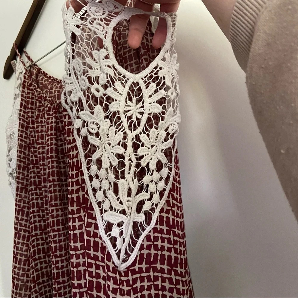 Pattern Cold Shoulder Floral Lace Blouse Size Large Red STYLE T22284RK - Picture 3 of 10